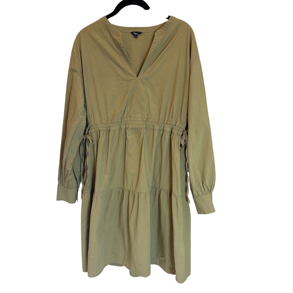 Rails Ivy Moss Green Tiered Mini Dress Cotton‎ Tencel V-Neck Drawstring Waist M